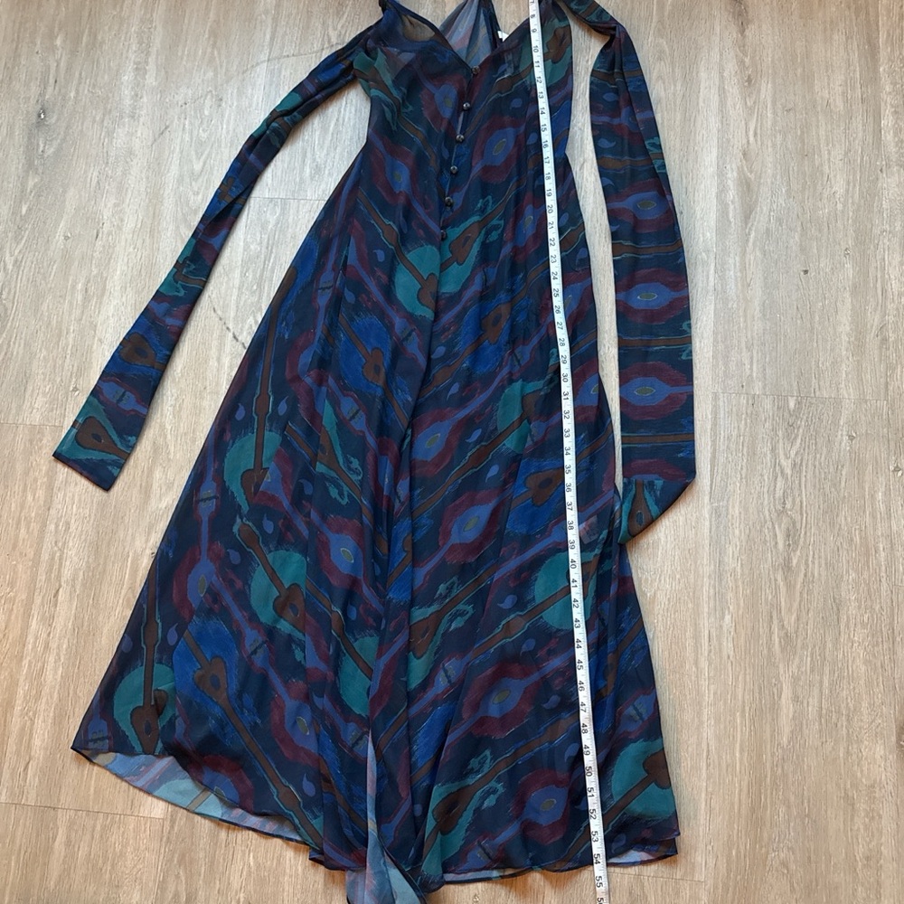 Zara Multicolor Patterned Button Down Maxi Dress … - image 3